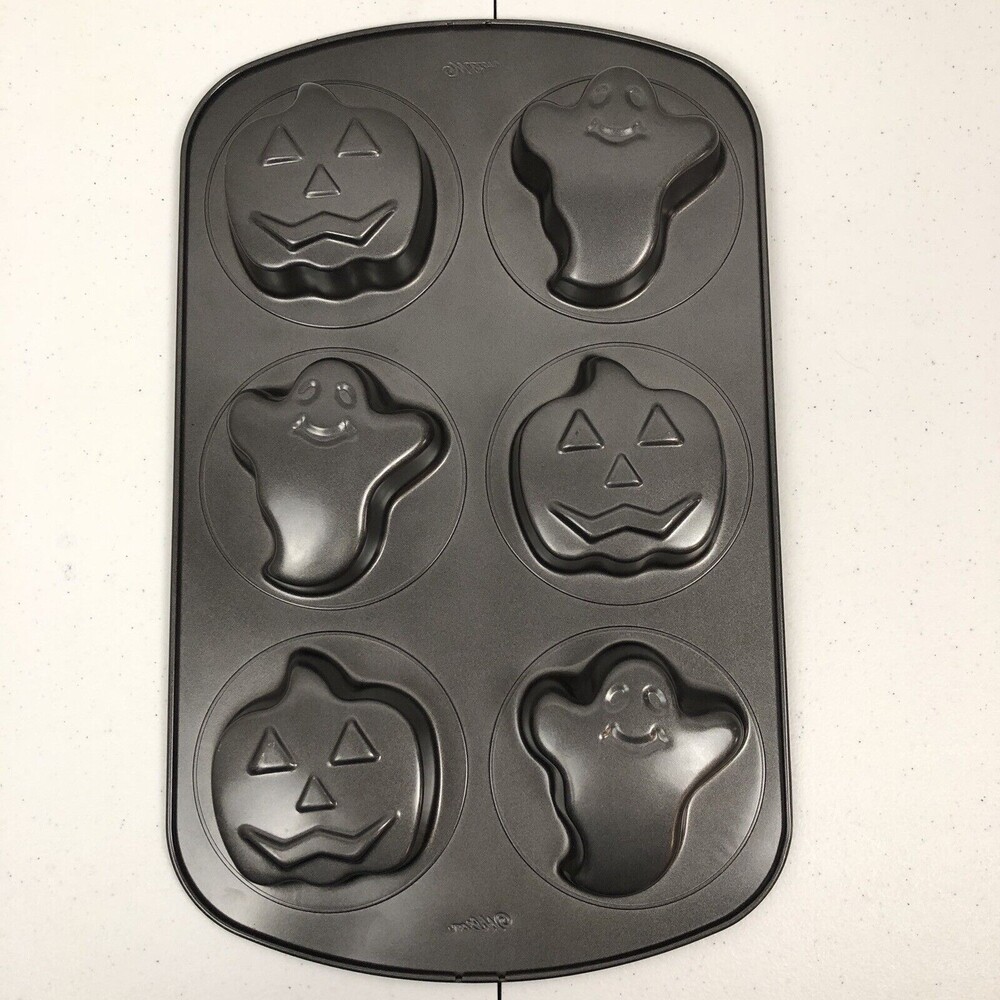 Wilton Halloween Ghosts & Pumpkins Non-Stick Mini Cake Muffin Brownie Jello Mold